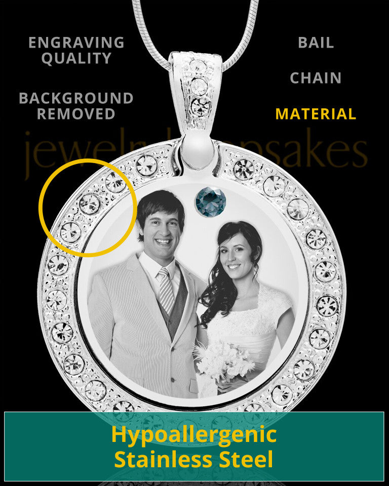 December Birthstone Gem Circle Photo Engraved Pendant