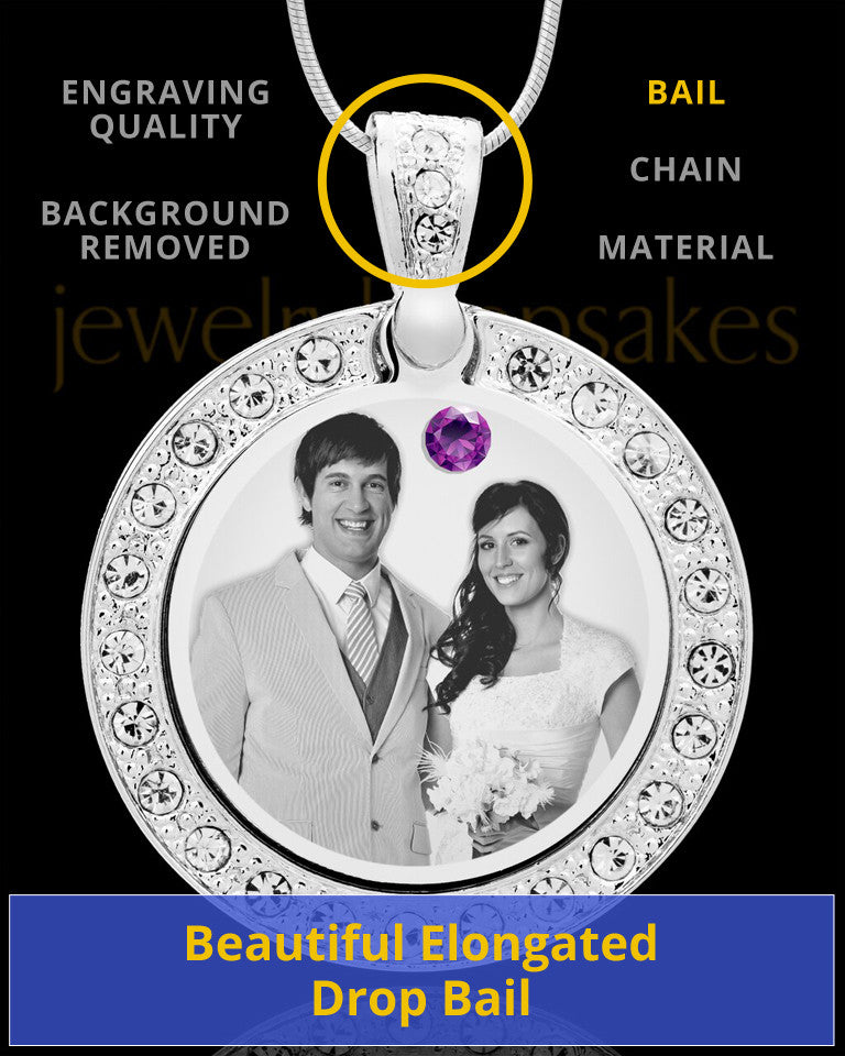 February Birthstone Gem Circle Photo Engraved Pendant