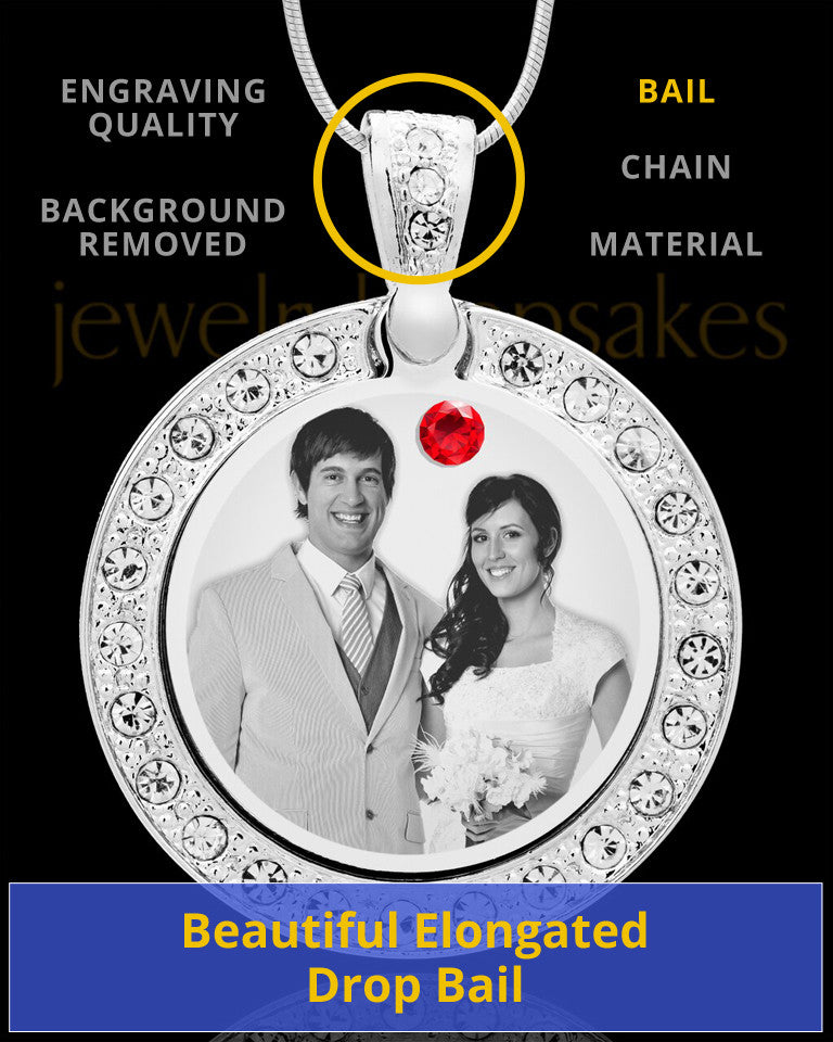 July Birthstone Gem Circle Photo Engraved Pendant