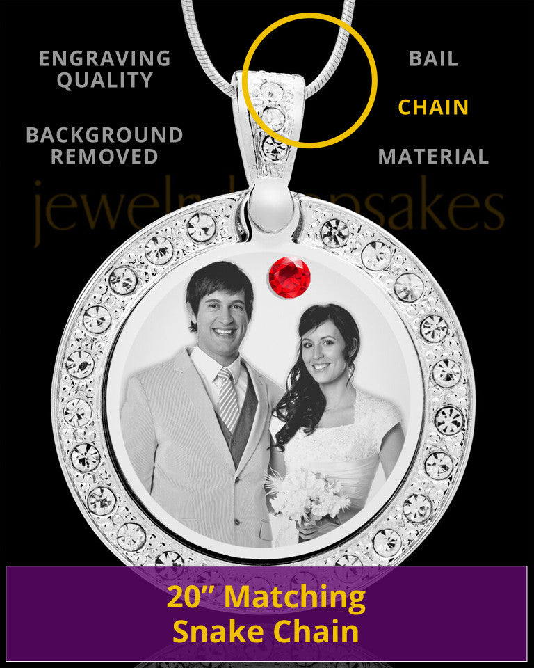 July Birthstone Gem Circle Photo Engraved Pendant