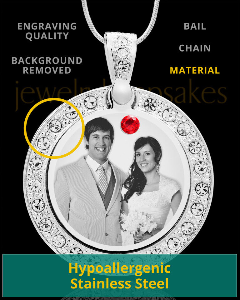 July Birthstone Gem Circle Photo Engraved Pendant