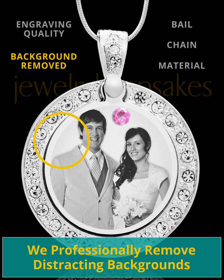 June Birthstone Gem Circle Photo Engraved Pendant