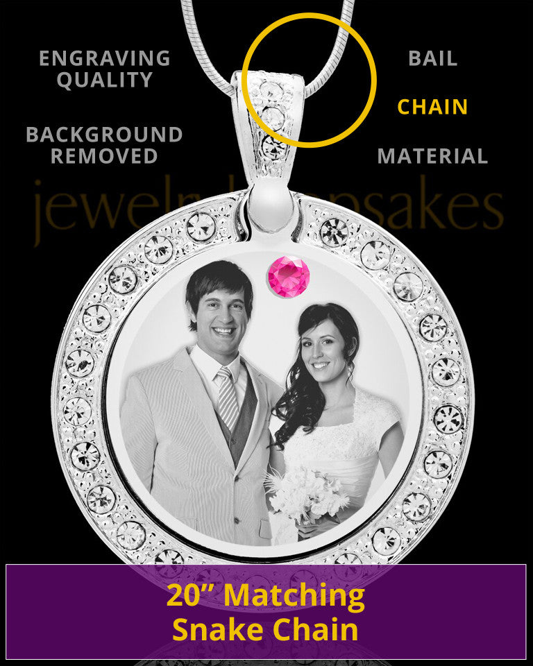 October Birthstone Gem Circle Photo Engraved Pendant