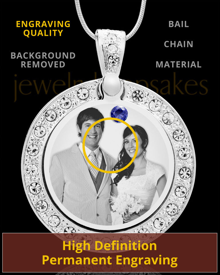 September Birthstone Gem Circle Photo Engraved Pendant