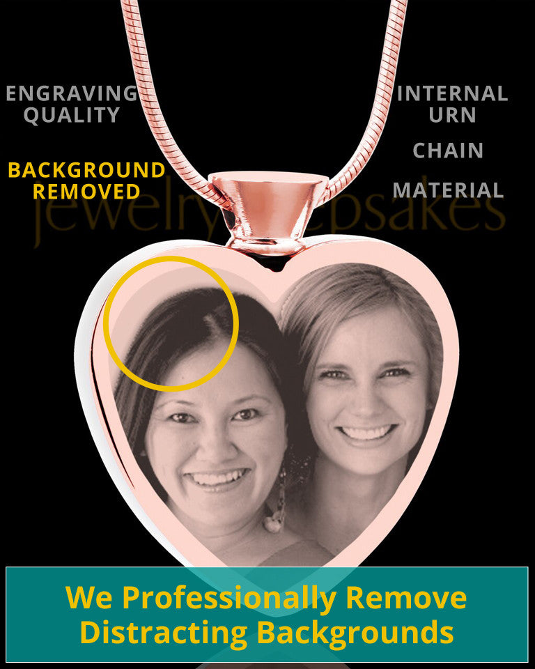 Photo Engraved Heart Rose Gold Plated on Stainless Cremation Pendant