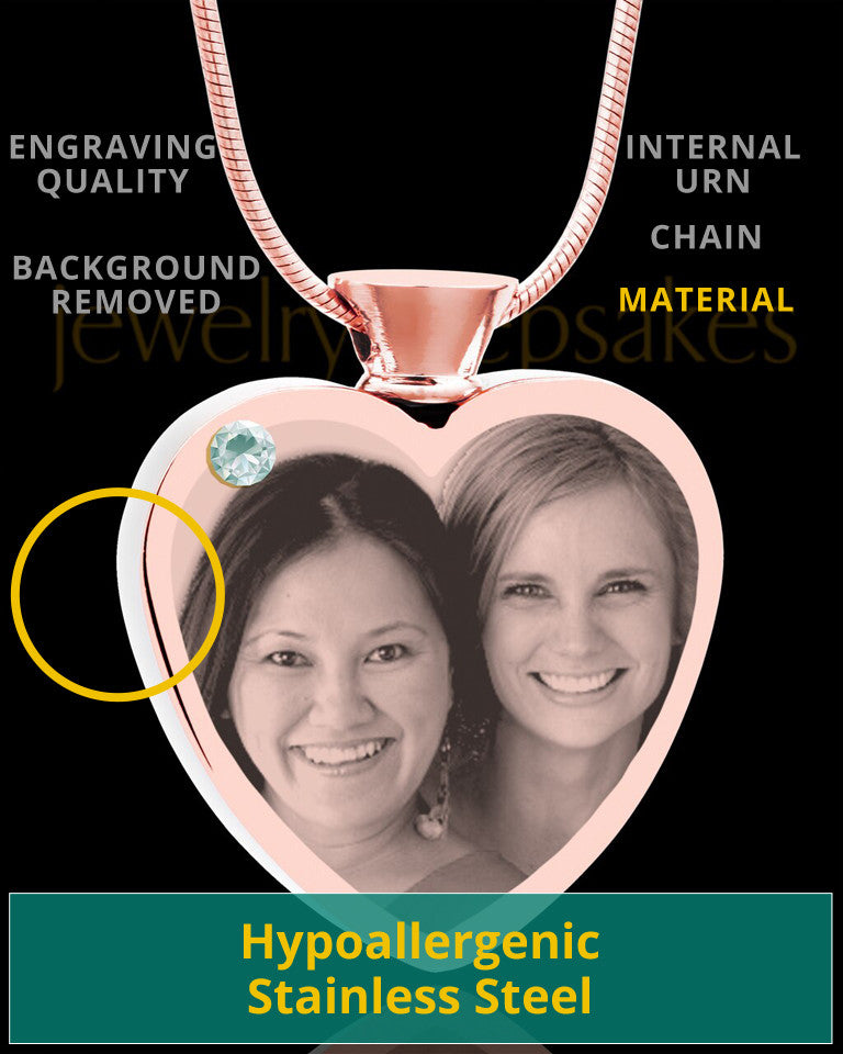 April Rose Gold Plated Heart Photo Engraved Cremation Pendant