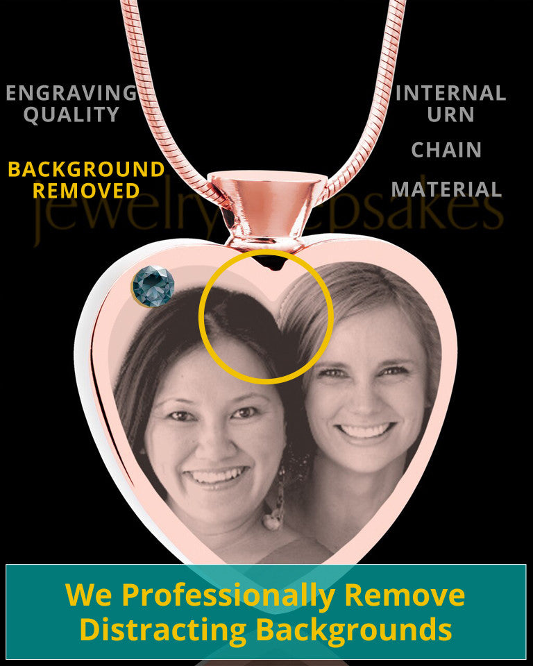 December Rose Gold Plated Heart Photo Engraved Cremation Pendant