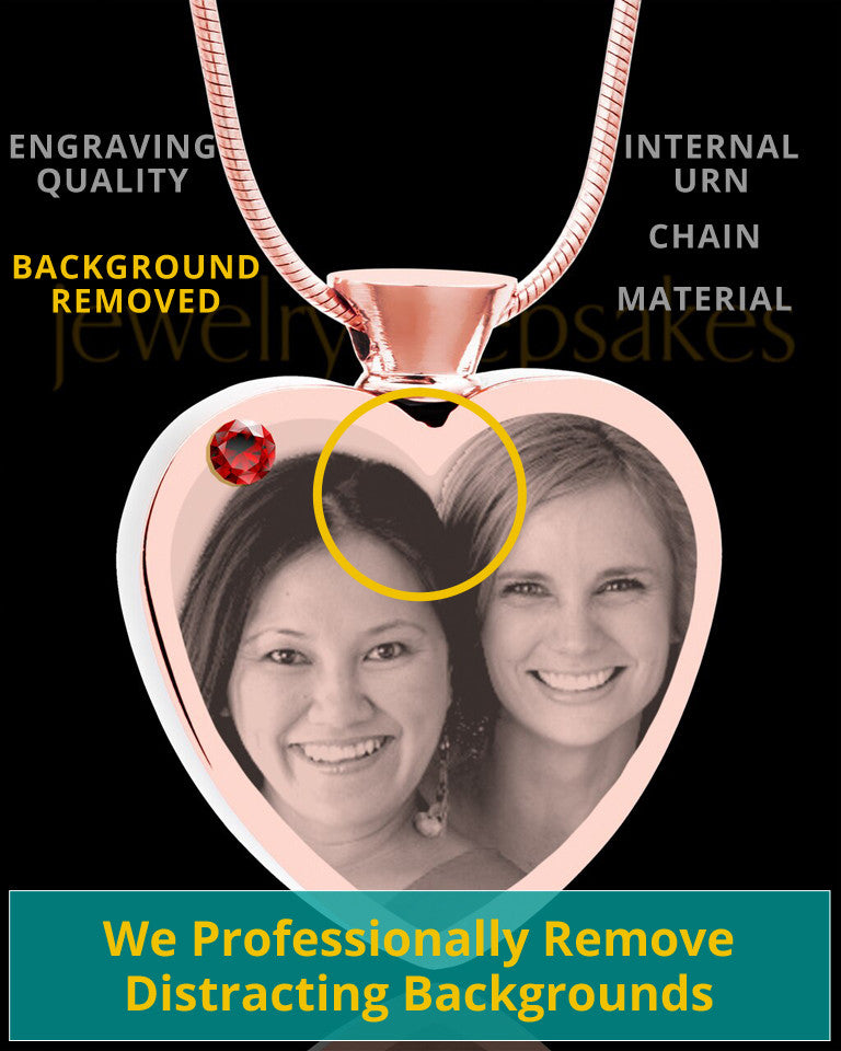 January Rose Gold Plated Heart Photo Engraved Cremation Pendant