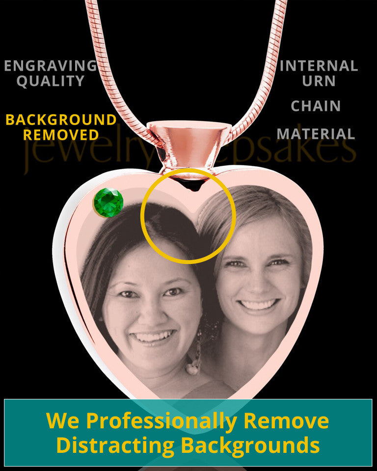 May Rose Gold Plated Heart Photo Engraved Cremation Pendant
