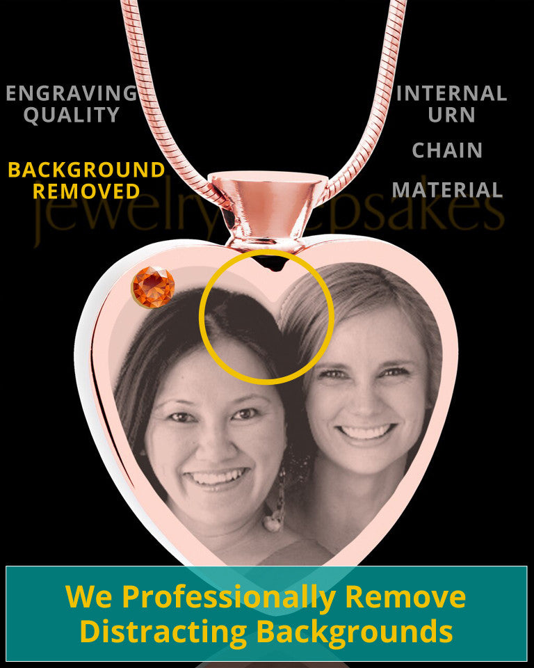 November Rose Gold Plated Heart Photo Engraved Cremation Pendant