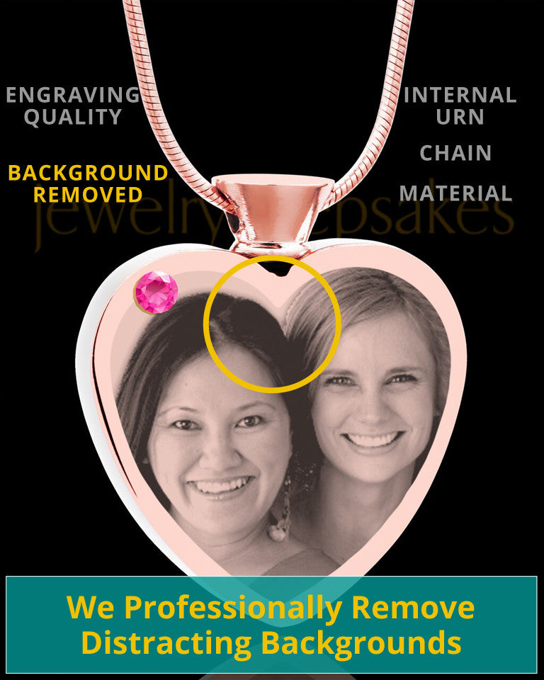 October Rose Gold Plated Heart Photo Engraved Cremation Pendant