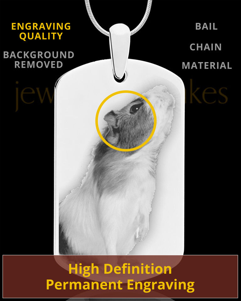 Photo Engraved Large Dog Tag Pet Pendant Stainless Steel