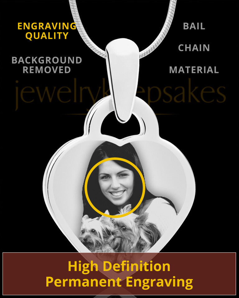 Photo Engraved Small Heart Pet Pendant Stainless Steel