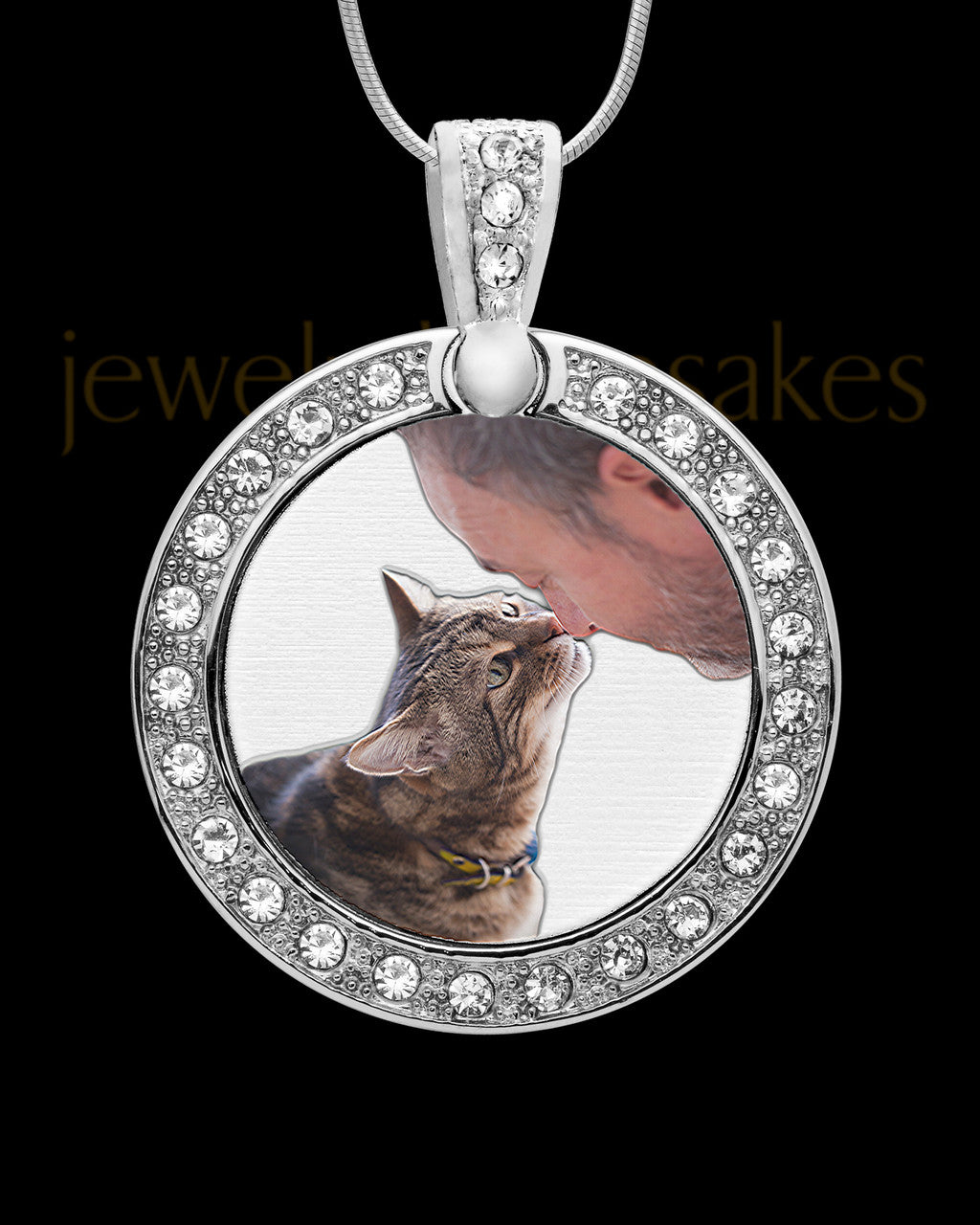 Full Color Gem Circle Photo Engraved Pet Pendant Stainless Steel