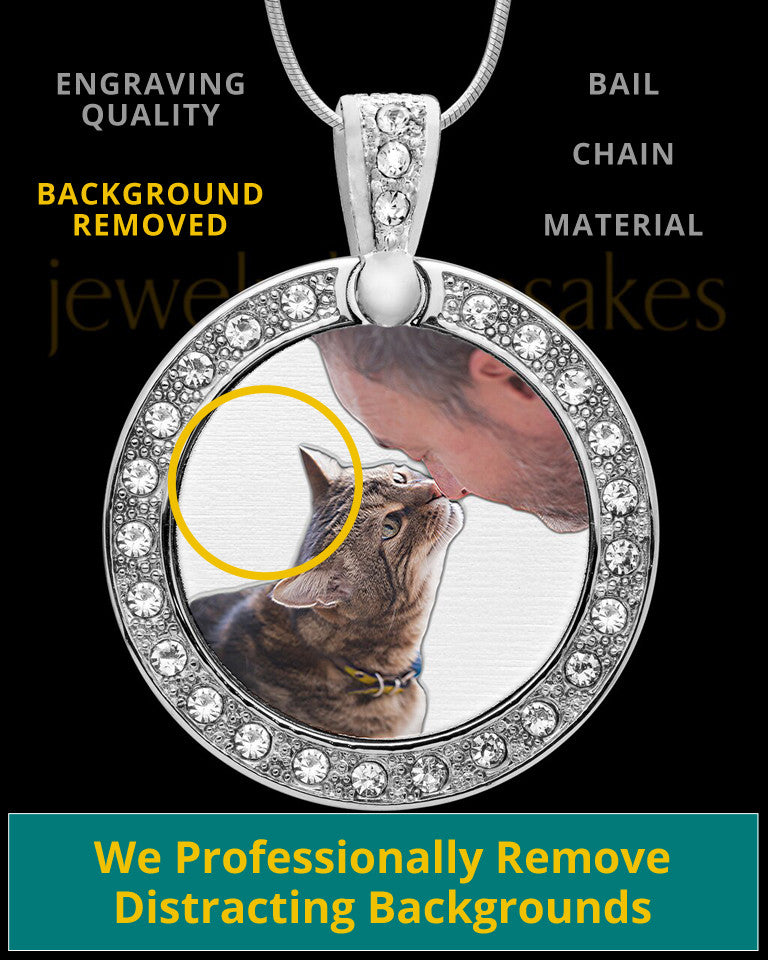 Full Color Gem Circle Photo Engraved Pet Pendant Stainless Steel