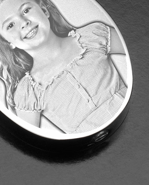 Stainless Oval Photo Engraved Cremation Keychain