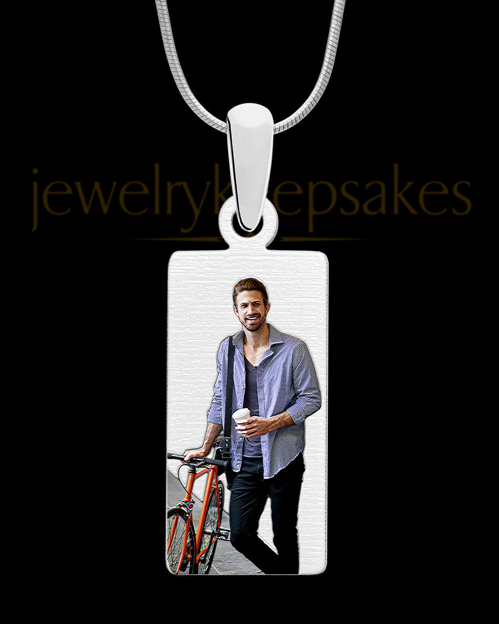 Stainless Steel Long Rectangle Full Color Photo Engraved Pendant