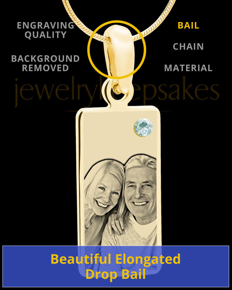 April Photo Engraved Gold Long Rectangle