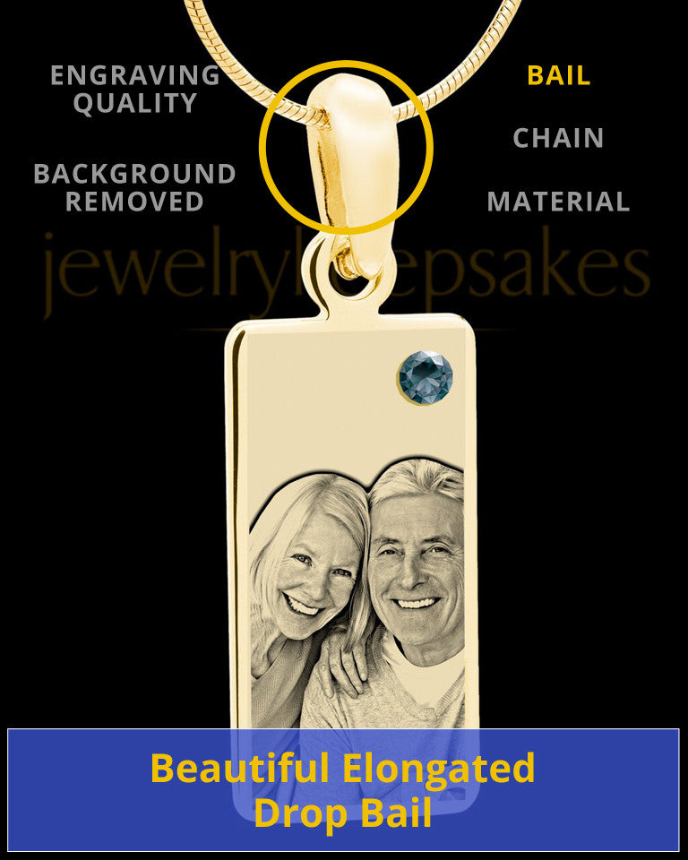 December Photo Engraved Gold Long Rectangle