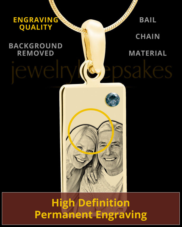 December Photo Engraved Gold Long Rectangle