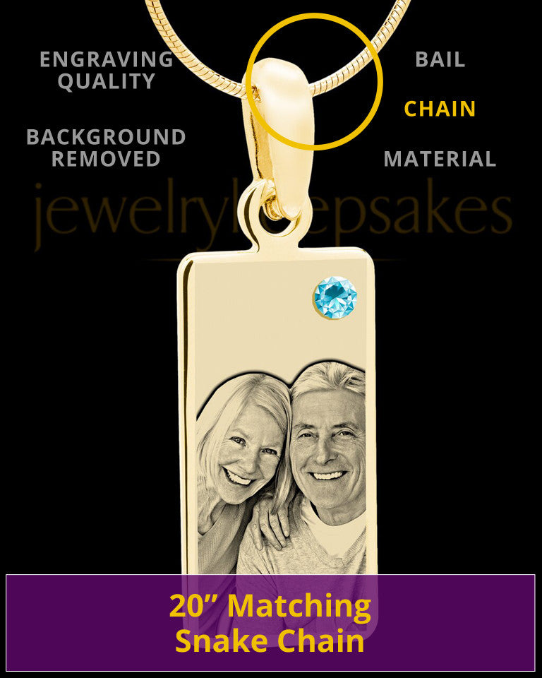 March Photo Engraved Gold Long Rectangle