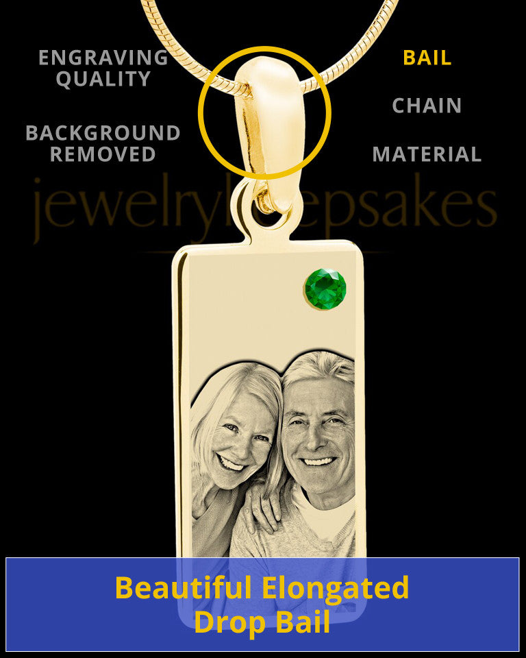 May Photo Engraved Gold Long Rectangle