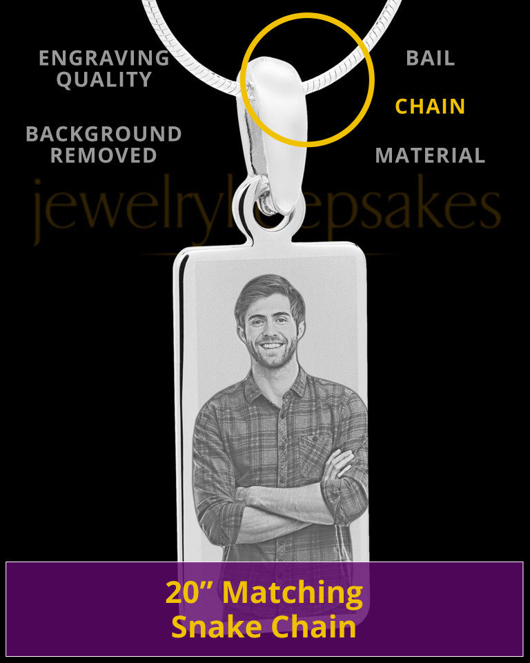 Photo Engraved Stainless Steel Long Rectangle