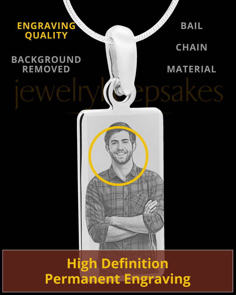 Photo Engraved Stainless Steel Long Rectangle