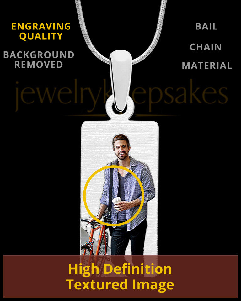 Stainless Steel Long Rectangle Full Color Photo Engraved Pendant