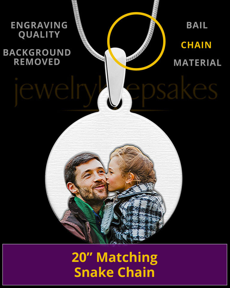 Stainless Steel Large Round Full Color Photo Engraved Pendant