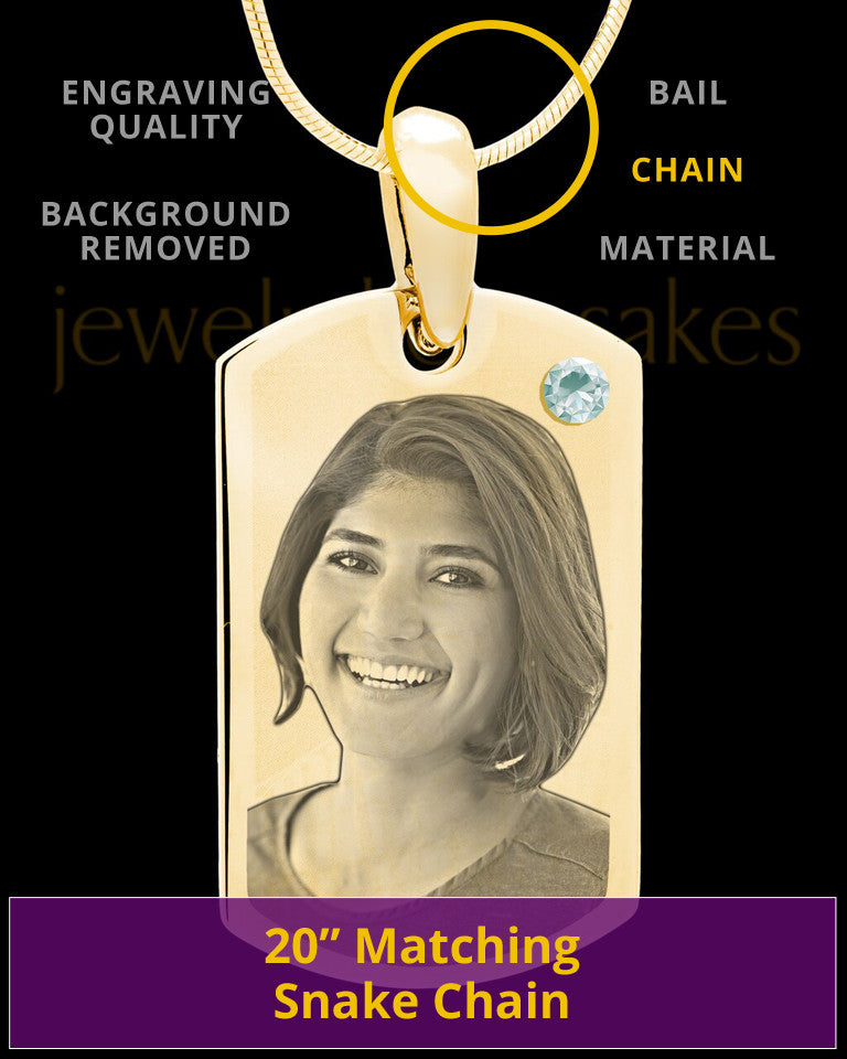 April Gold Photo Engraved Small Dog Tag