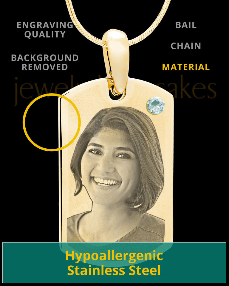 April Gold Photo Engraved Small Dog Tag