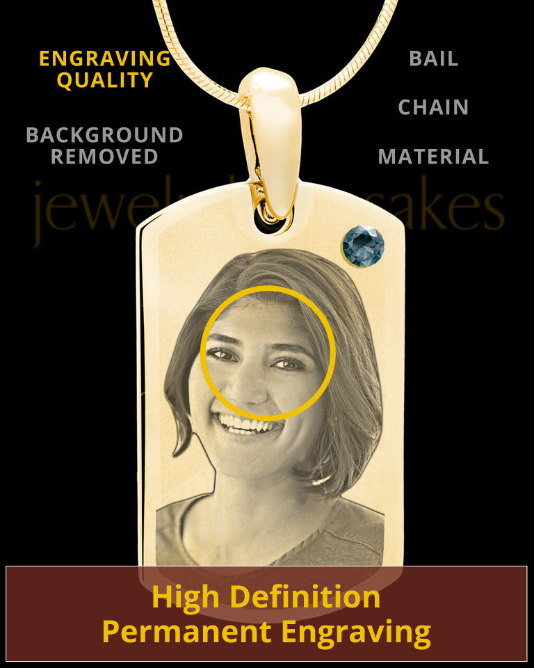 December Gold Photo Engraved Small Dog Tag