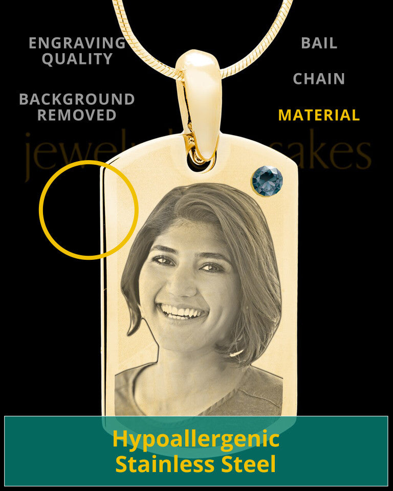 December Gold Photo Engraved Small Dog Tag