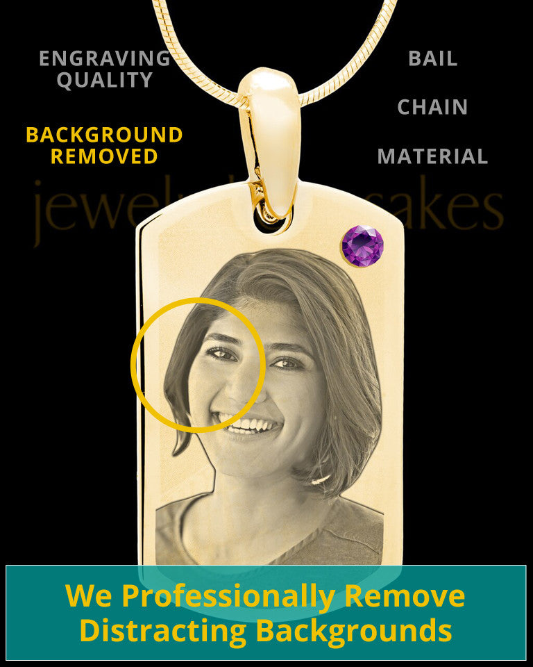 February Gold Photo Engraved Small Dog Tag