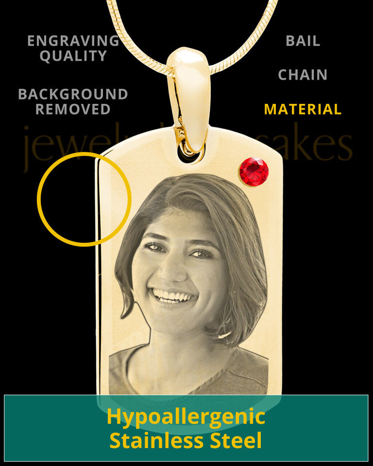 July Gold Photo Engraved Small Dog Tag