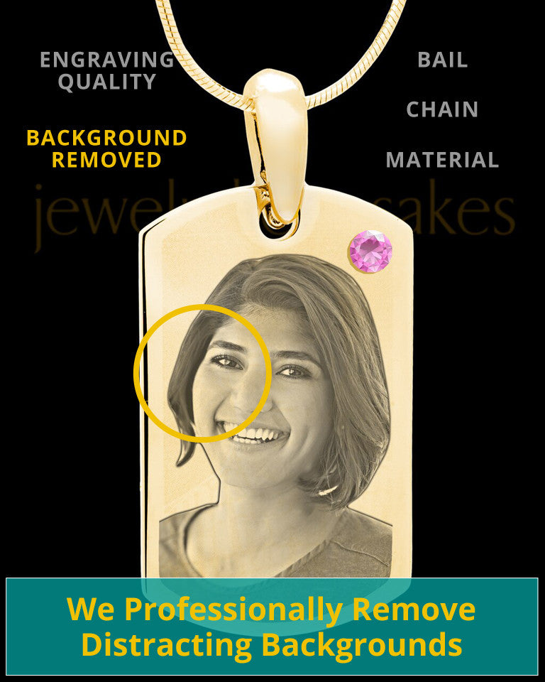 June Gold Photo Engraved Small Dog Tag