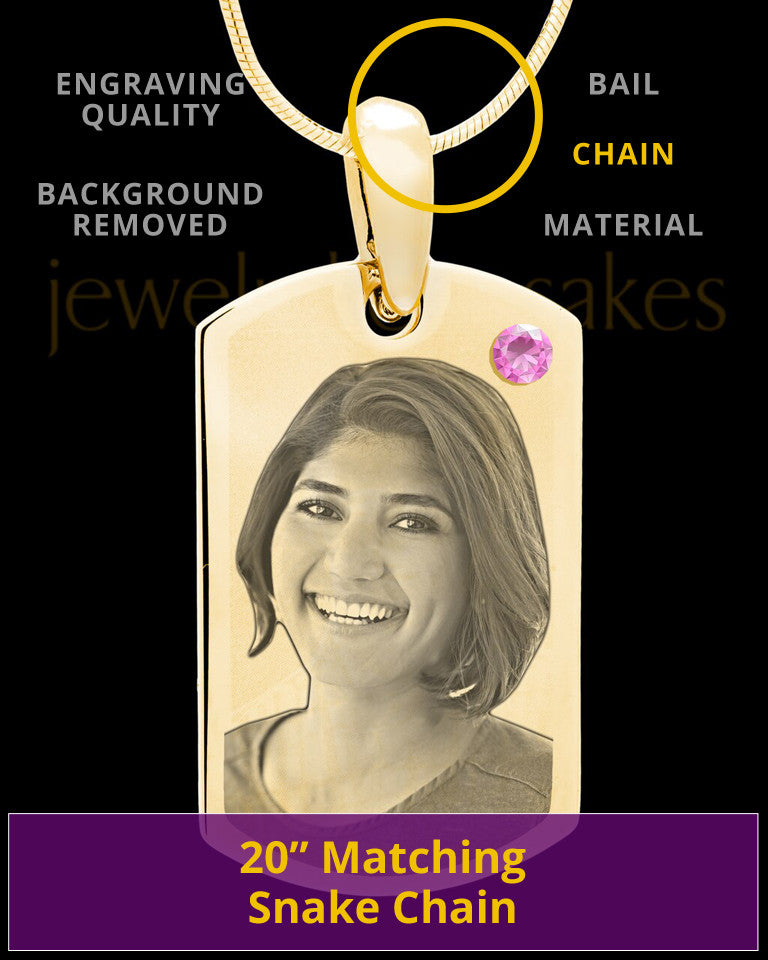 June Gold Photo Engraved Small Dog Tag