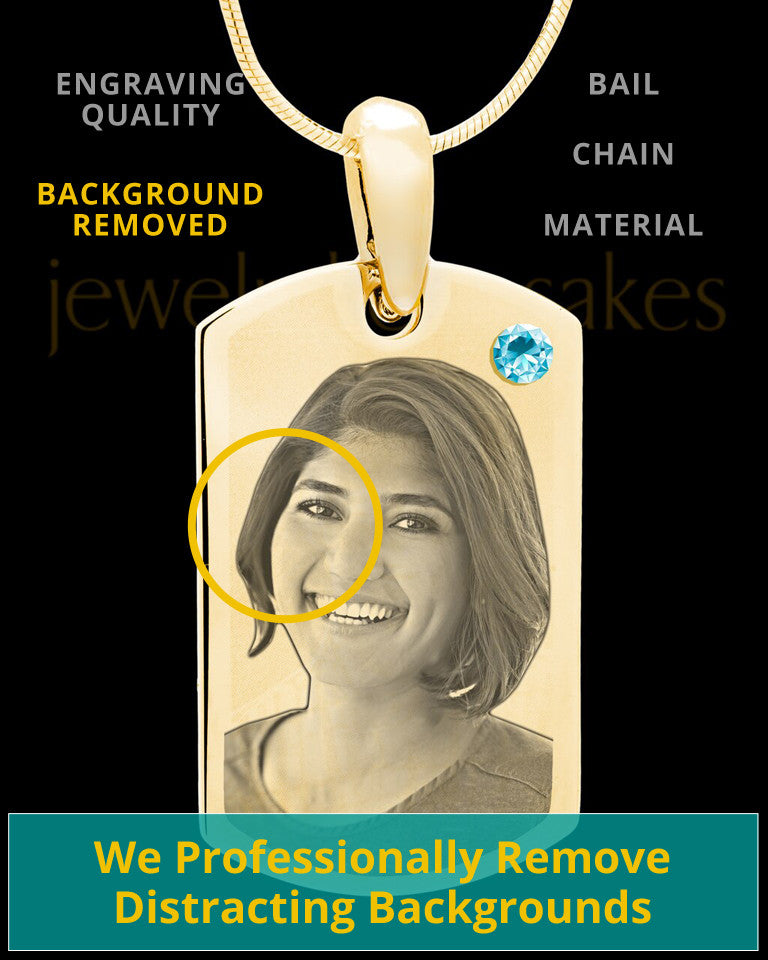 March Gold Photo Engraved Small Dog Tag