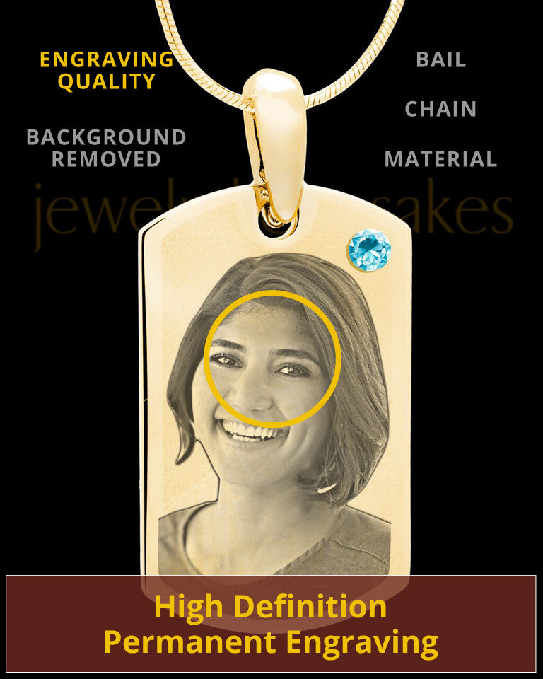 March Gold Photo Engraved Small Dog Tag
