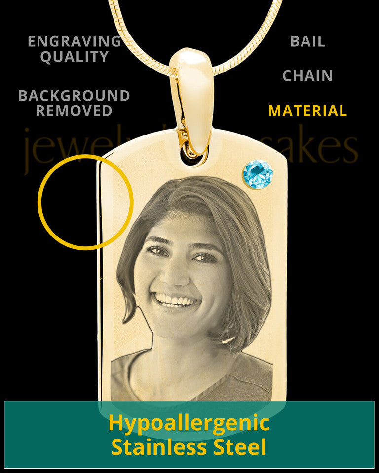 March Gold Photo Engraved Small Dog Tag