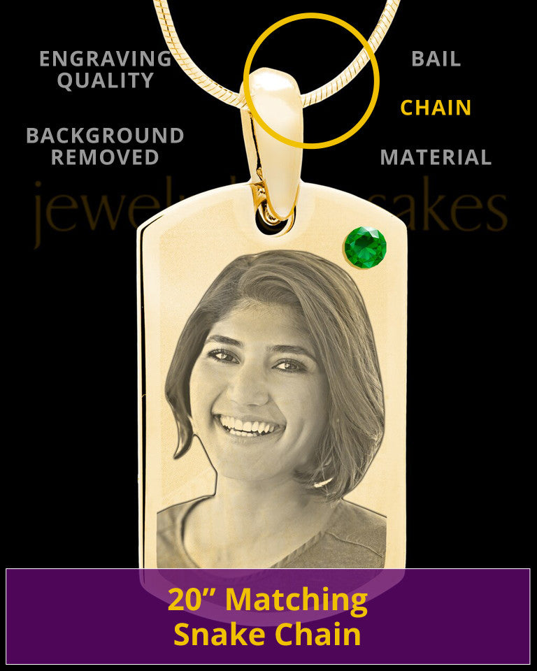May Gold Photo Engraved Small Dog Tag