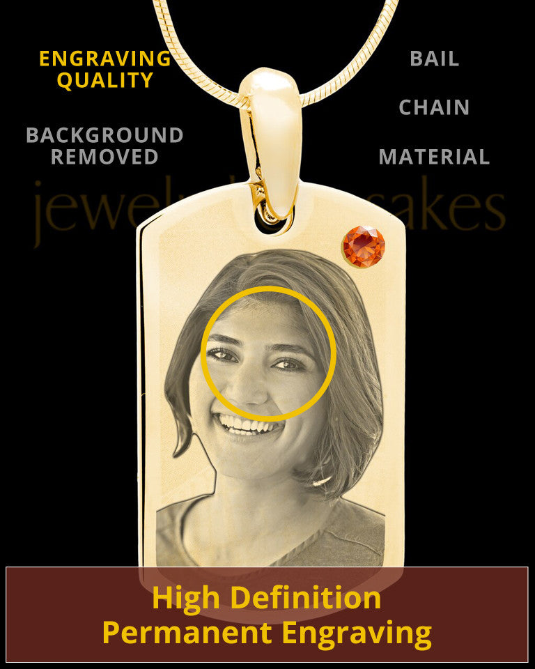 November Gold Photo Engraved Small Dog Tag