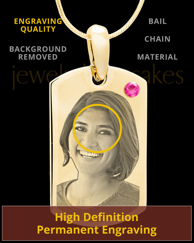 October Gold Photo Engraved Small Dog Tag