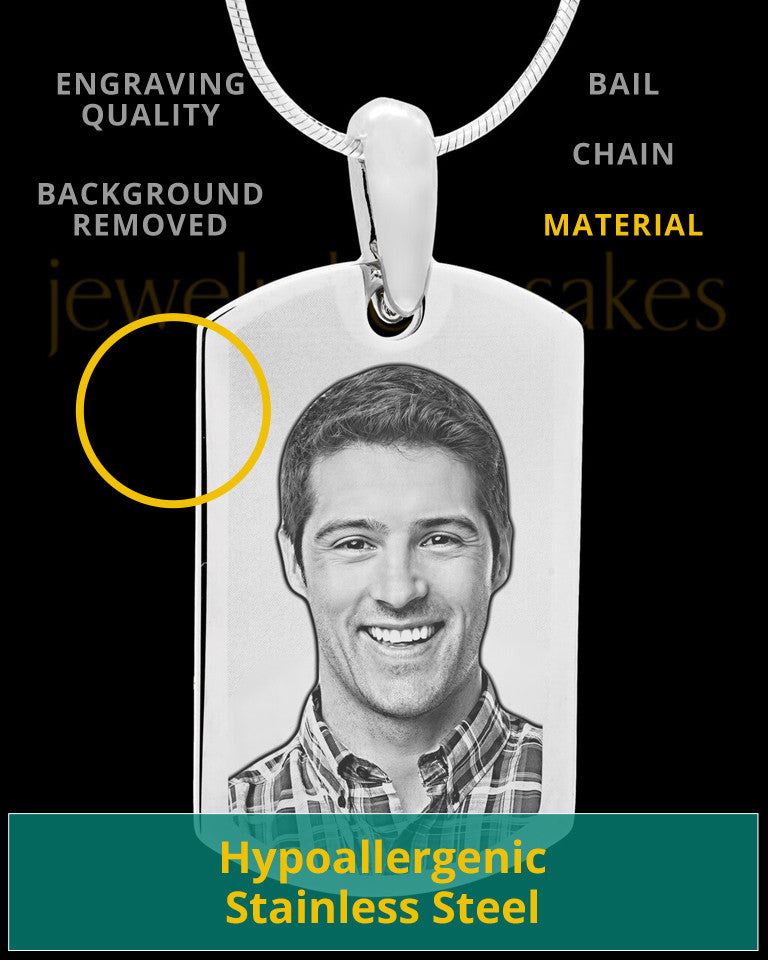 Photo Engraved Stainless Steel Small Dog Tag