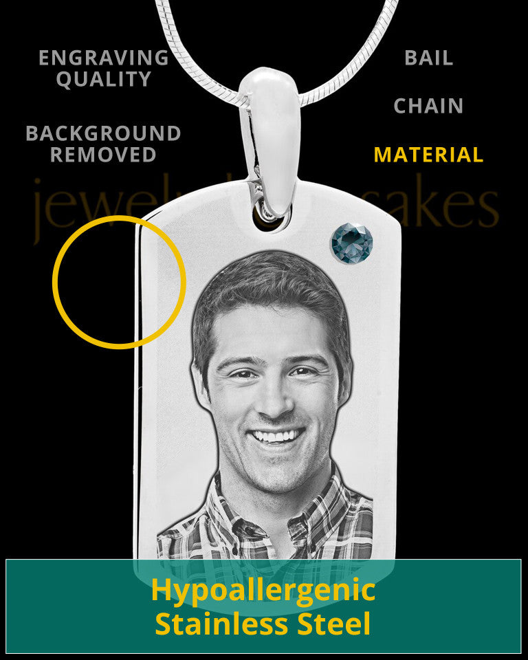 December Stainless Photo Small Dog Tag