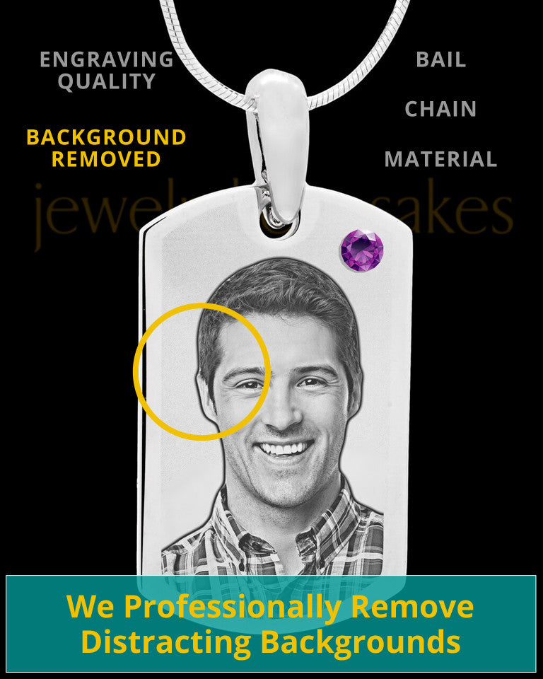 February Stainless Photo Small Dog Tag