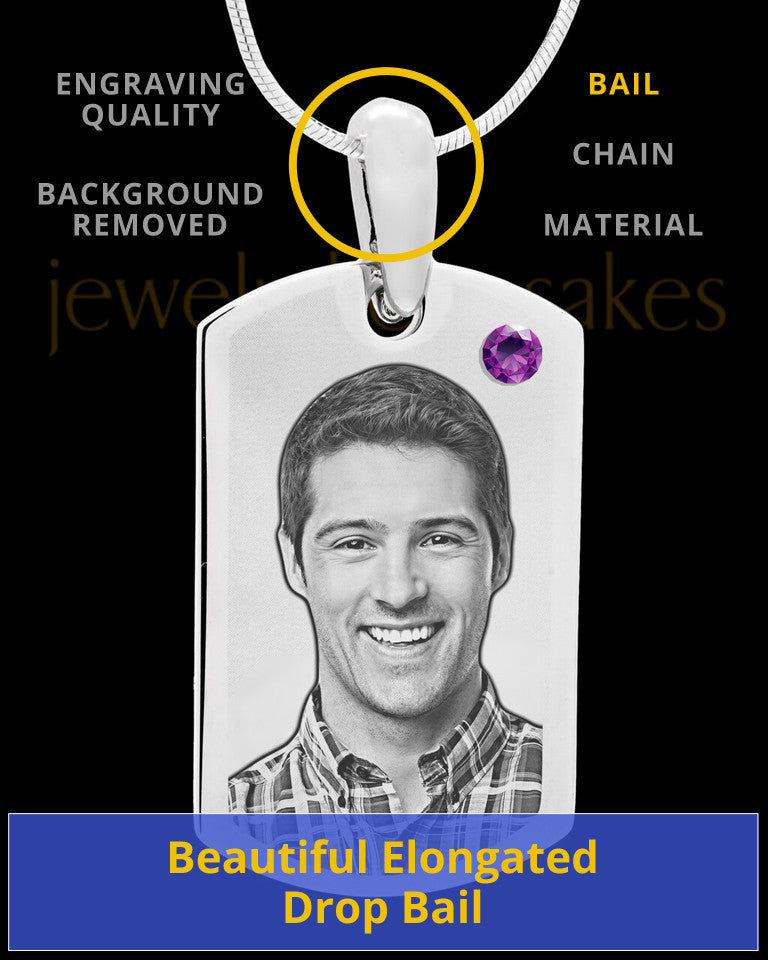 February Stainless Photo Small Dog Tag