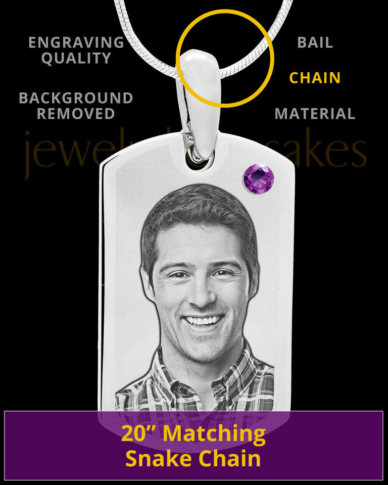 February Stainless Photo Small Dog Tag