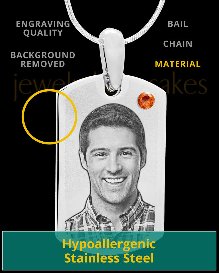 November Stainless Photo Small Dog Tag